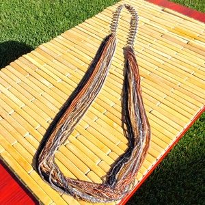 Long Mixed Metal Chain Black Silver Bronze Necklace